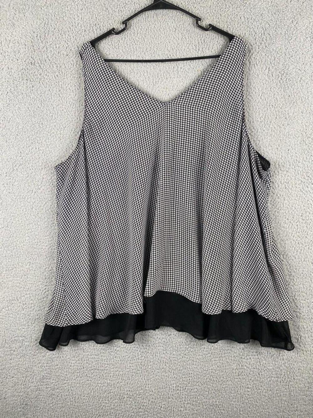 Lane Bryant Shirt Womens 26 Black White Check Layered Tank Top Plus Size